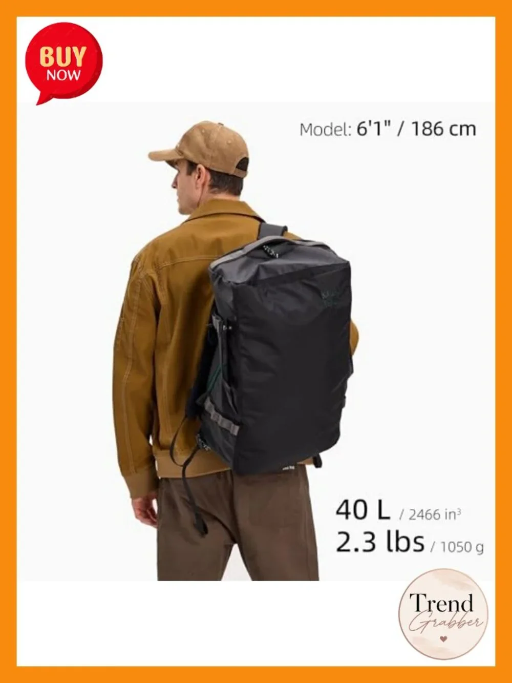 Convertible Travel Duffle Bag 40L Backpack Weekend Gym Carry-On Laptop Shoe
